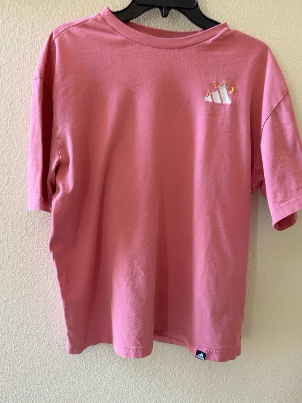 Adidas Pink Celestial Graphic T-Shirt Menโs Medium Moon Stars